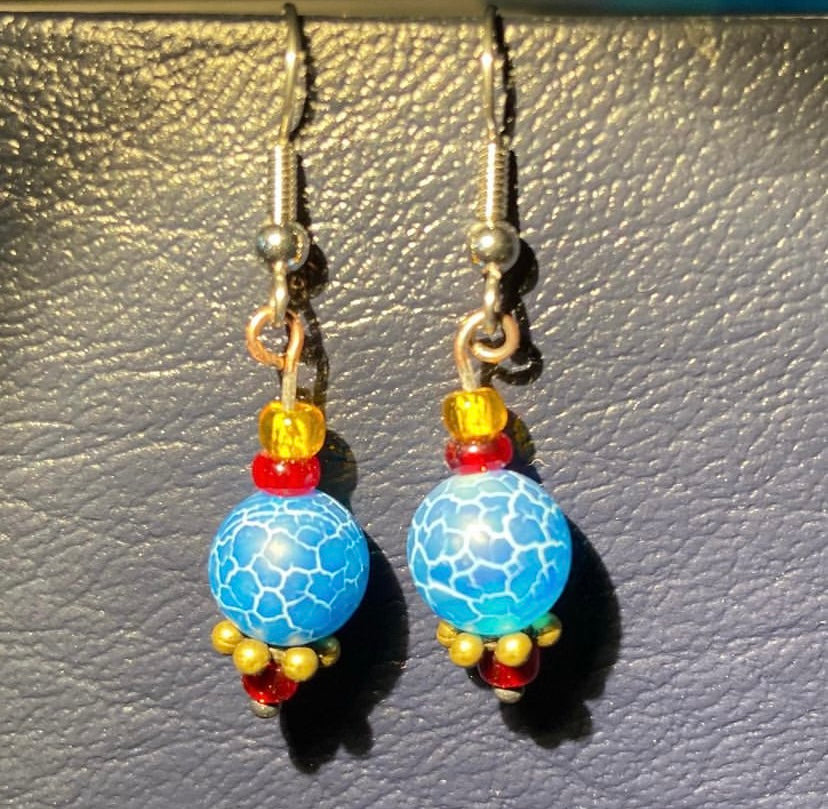 Beijo Earrings 7: Czech Glass, Beads & Metal. Stainless Steel French Hooks